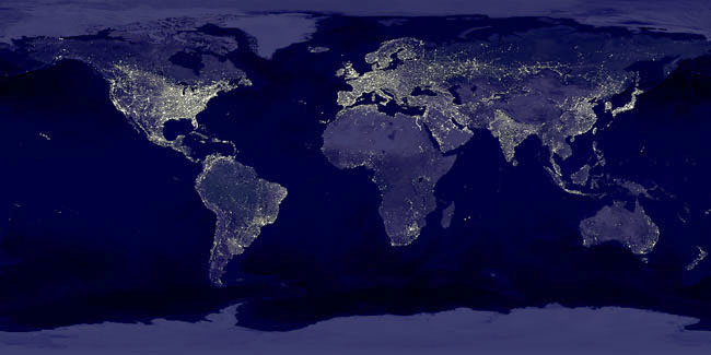 Economic Activity from Space: Satellite Image of the Earth at Night (NASA)
