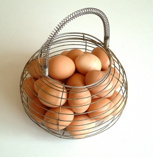 A basket of eggs with brown eggs inside... not an investment advantage