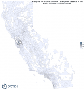 Developers Per Zip Code in California in 2016