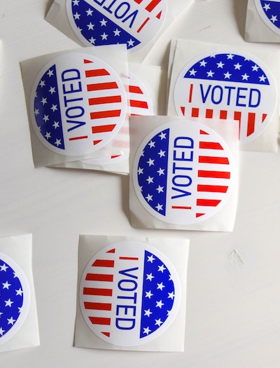 I voted stickers representing a protest vote.